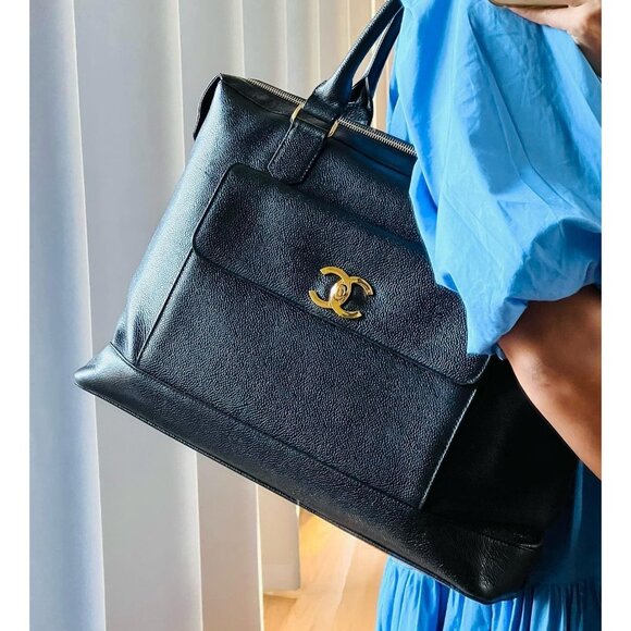 Authentic CHANEL CC Classic Caviar Timeless Flap Shoulder Bag Tote Briefcase - Picture 2 of 15